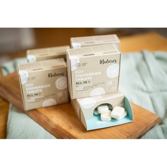 MULIERES ekologiškos indaplovių tabletės, All in 1, 25 vnt.