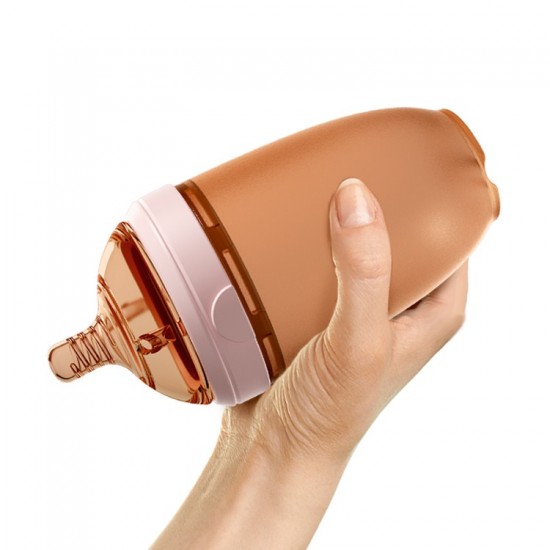 HEORSHE silikoninis buteliukas kūdikiui, 160 ml. ROŽINIS