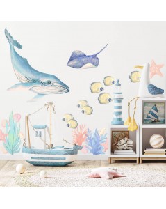 PASTELOWE LOVE SIENŲ LIPDUKAI SAFARI VANDENS GYVŪNAI