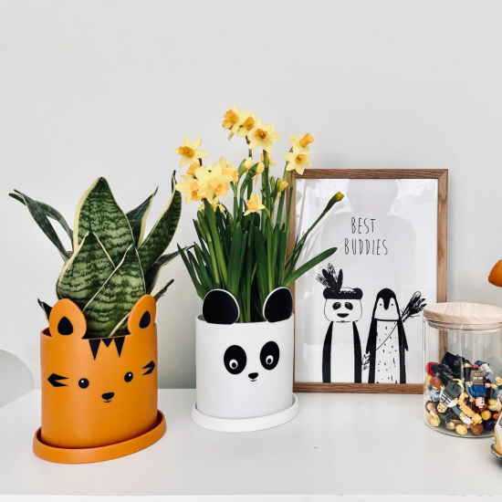 HAPPILY Silikoninis vazonas, TIGRAS, ORANŽINIS