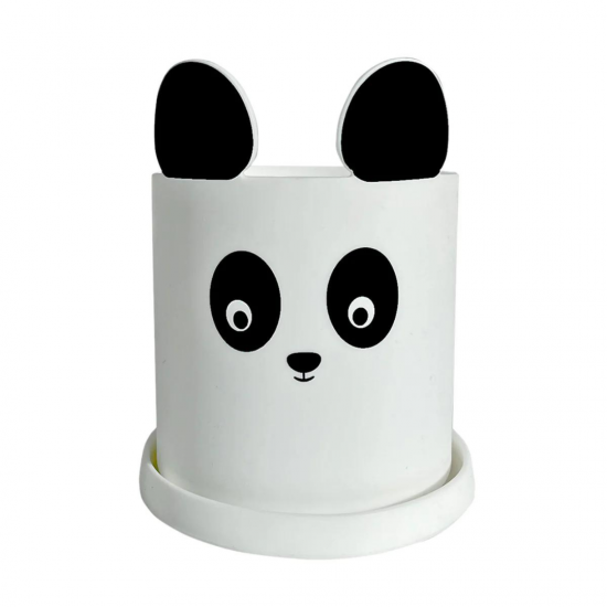 HAPPILY Silikoninis vazonas, PANDA, BALTA