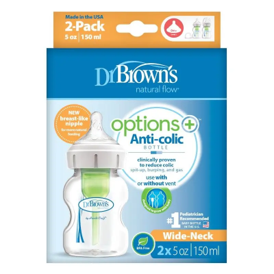 DR.BROWN'S buteliukai OPTIONS+ plačiu kakleliu, 150ml, 2 vnt.