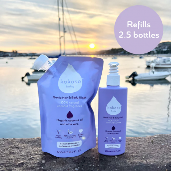 KOKOSO BABY kūno ir plaukų prausiklis vaikams, kokosų kvapo, 500 ml., papildymas