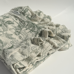 DANI&MARC muslino pledas vaikams, 100x130, žalia savana