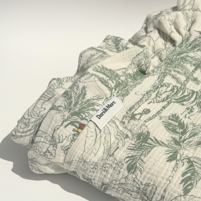 DANI&MARC muslino pledas vaikams, 100x130, žalia savana