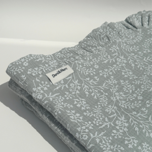 DANI&MARC muslino pledas vaikams, 100x130, žalia su lapeliais