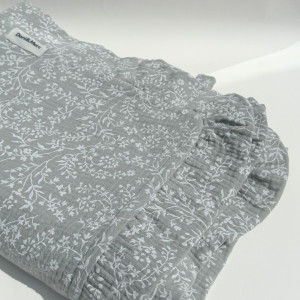 DANI&MARC muslino pledas vaikams, 100x130, žalia su lapeliais