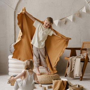 DANI&MARC muslino pledas vaikams, 100x130, plytų