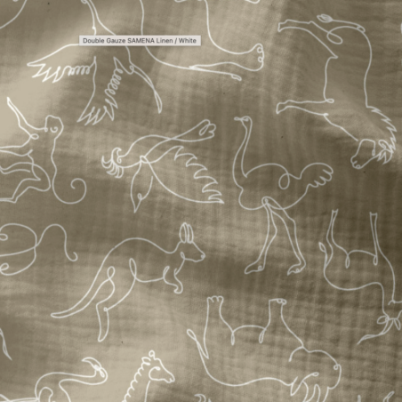 DANI&MARC muslino vystyklas, 100x100, smėlinė/gyvūnai