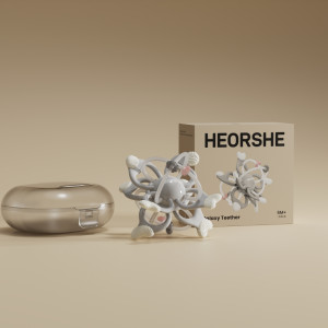 HEORSHE kosminis kramtukas kūdikiui, pilka spalva – saugus dantukų dygimo metu