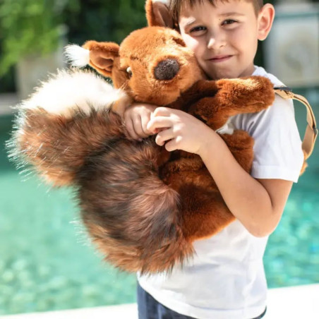 Voverės formos minkšta vaikiška kuprinė – pliušinė kuprinė vaikams darželiui ir kasdienai