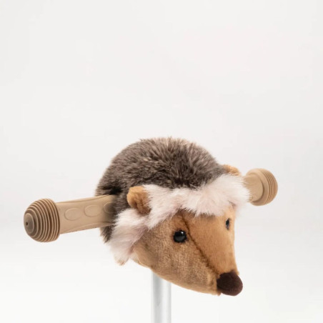 Minkštas ežio galvos aksesuaras vaikiškam dviračiui – originalus vairo papuošimas vaikams.