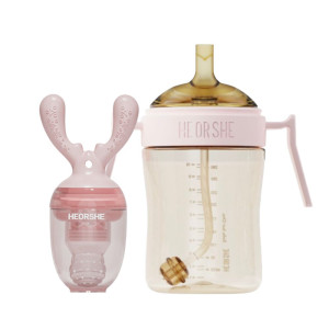HEORSHE Dental Care gertuvė ir šviežio maisto maitintuvas kūdikiui (rožinė, 300 ml)