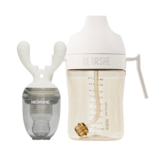 HEORSHE Dental Care gertuvė ir šviežio maisto maitintuvas kūdikiui (balta, 300 ml)