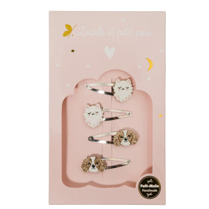 Plaukų segtukų rinkinys mergaitėms su katėmis ir šunimis