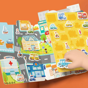 Daugkartiniai lipdukai vaikams su transporto tema – MIDEER Eismas gatvėje