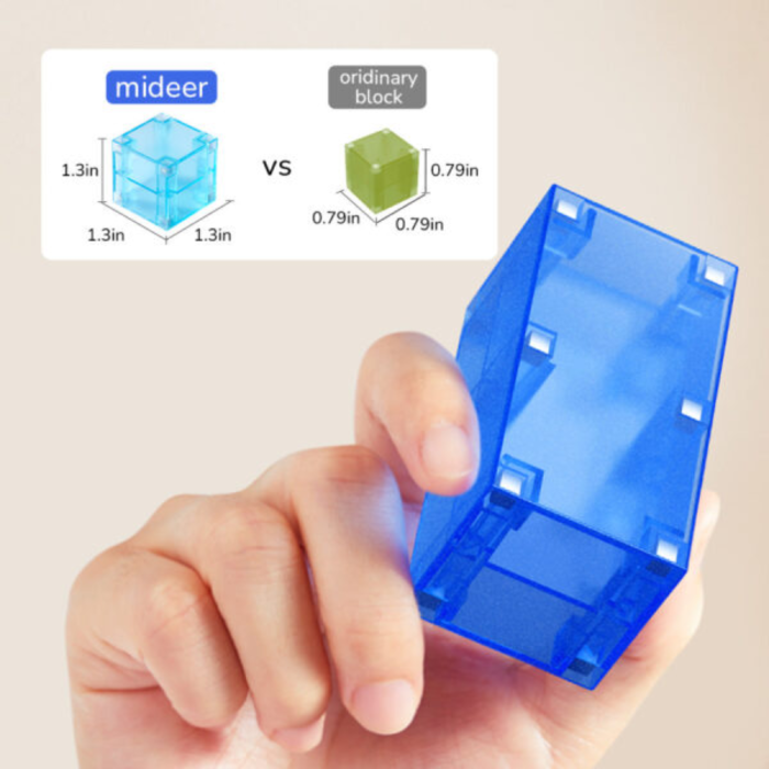 MIDEER magnetinių kaladėlių rinkinys – spalvingas konstruktorius mažiesiems