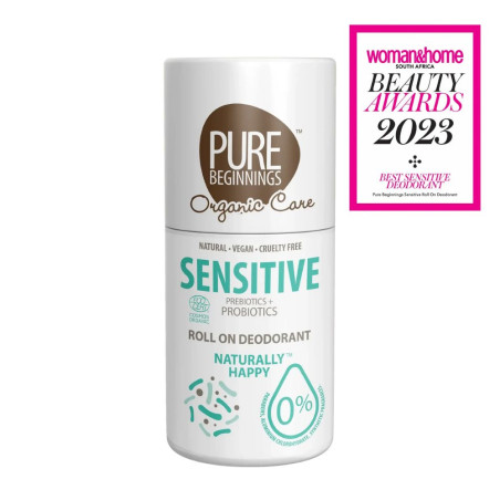Kremo pagrindo PURE BEGINNINGS Sensitive dezodorantas su maitinamuoju taukmedžio sviestu ir simondsijų aliejumi (Jojoba).