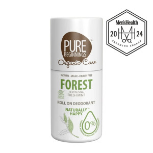 PURE BEGINNINGS FOREST dezodorantas. Natūralūs pipirmėčių ir šaltmėčių (Spearmint) aliejai suteikia ilgalaikį gaivumą.