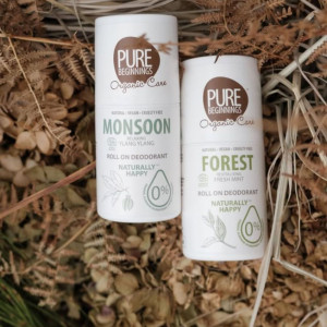 PURE BEGINNINGS FOREST dezodorantas. Natūralūs pipirmėčių ir šaltmėčių (Spearmint) aliejai suteikia ilgalaikį gaivumą.