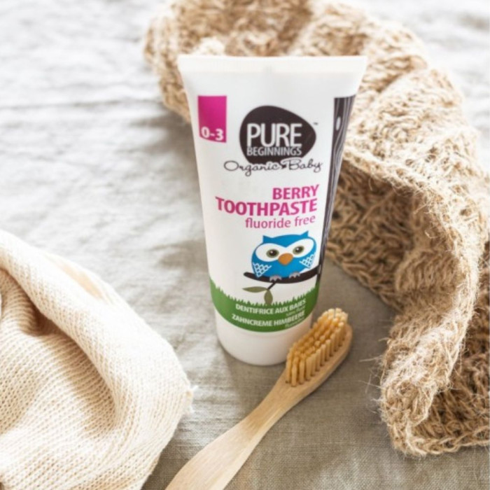 PURE BEGINNINGS dantų pasta be fluoro, UOGŲ SKONIO, 0-3 m.